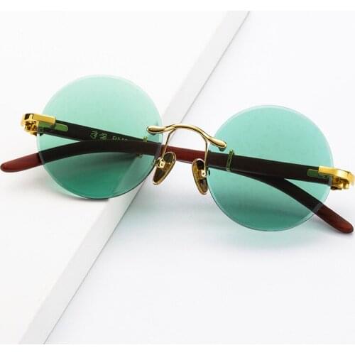 Vazrobe Green Stone Sunglasses Male Crystal Sun Glasses for Men Women Round Fashion Anti Scratch