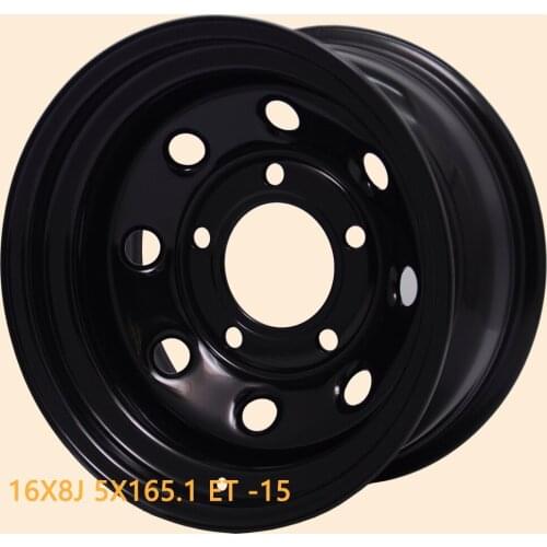 16inch steel wheel 16X8 5holes 5X165.1 offset negative15 black defender rims deep dish