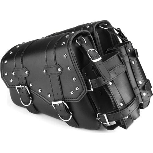 Universal Motorcycle Saddle Bags PU Leather Side Tool Bags Studded Luggage Storage Pouch Saddlebags For Honda/Yamaha/Suzuki