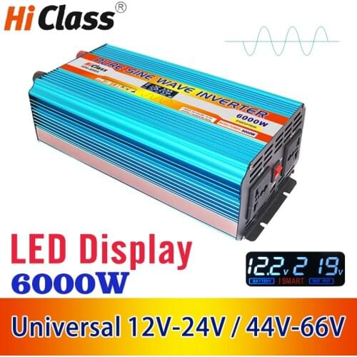 12V-24V Universal Car Inverter 12v 220v Pure sine wave solar power inverter 2000W/3000W/4000W/6000W Dc 12v to Ac 220v With LCD