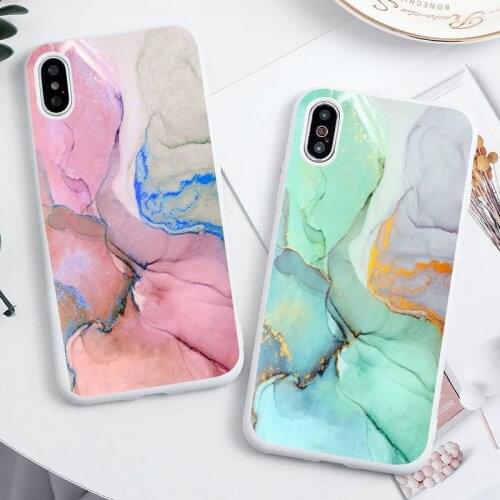 Vintage Marble Phone Case For iphone 12 11 Pro Max Mini XS 8 7 6 6S Plus X SE 2020 XR Candy white Silicone cover