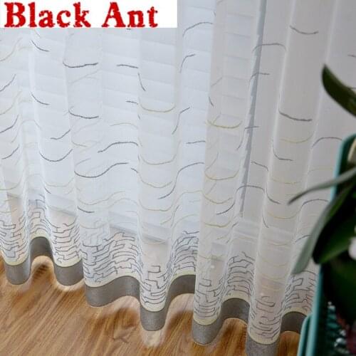 Embroidery Chinese Curtain Window Bedroom Sheer Voile Fabric Customize Treatment Blinds Panel Cortinas X579#30