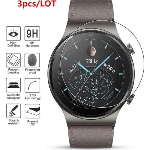 3 Pack for Huawei Watch GT2 Pro/GT2 Pro ECG Tempered Glass Screen Protector 9H Smartwatch Protective Glass