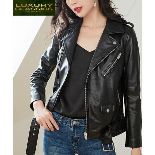 Leather Winter Jacket Genuine Women Real Cow Leather Coat Female Biker Montone Jackets Vintage Korean Clothes Hiver 1915