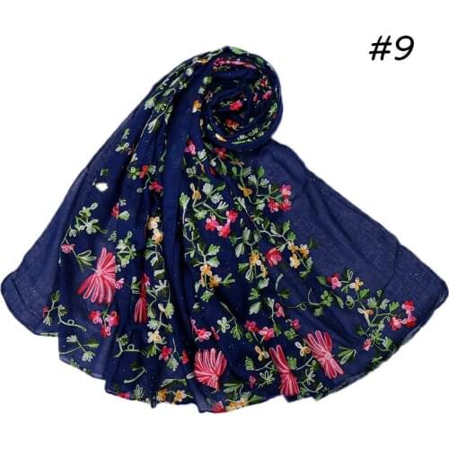 Embroidery Glitter hijab scarf women maxi Muslim wraps cotton headband shawls scarves headband wraps islamic scarves 10pcs/lot