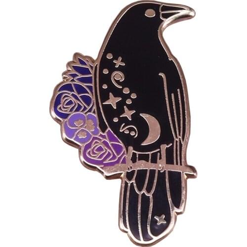 Six of crows literature badge Goth witchcraft pins flower horror raven Halloween art brooch bookworm gift