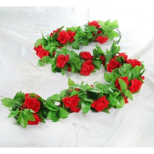 1pc 2.4m 9 Heads Artificial Rose Vine Fake Flowers For DIY Wedding Party Christmas Garden Celebration Home Wall Hanging Decro