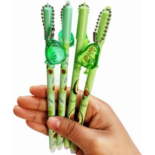 2pc Kawaii Avocado Gel Pen Promotional Student Stationery Bullet Journal Office School Supplies Black Ink Signature Pen 0.5mm