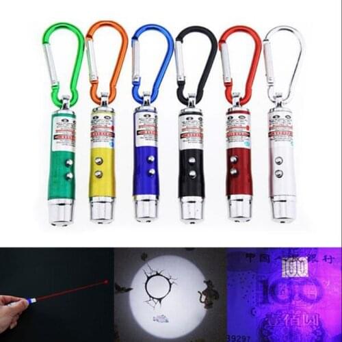 Lighting Torch/Money Detector/Laser Light 3 In 1 Multi-Functional Flashlight Climbing Mountain Buckle Mini Carabiner Laser Pen