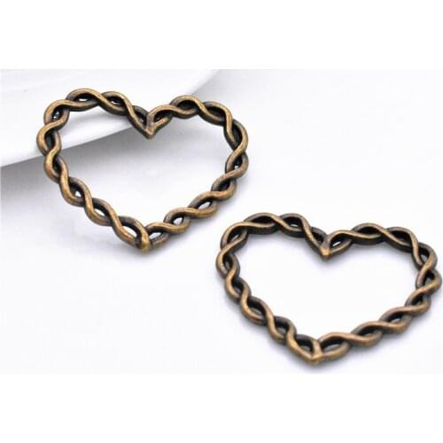 33*27mm 8pcs Antique Bronze Plated Heart Charm Pendant For DIY Necklace Bracelet Jewelry Accessories