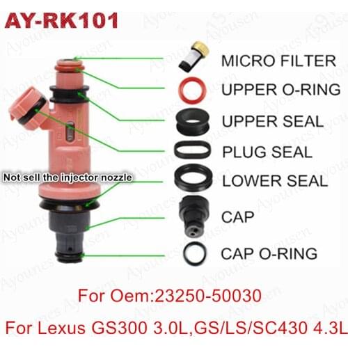 6sets wholesale for 23209-20020, 232090A010, FJ10303, FJ10542 fuel injector repair kit /servince kit for lexus RX300 (AY-RK101)