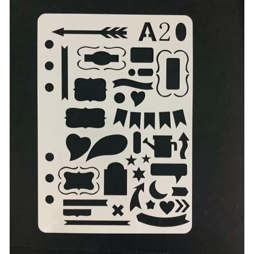 A5 White Plastic Stencils with Flag Dialog Box Arrow Parting Line Drawing Banner Stencil for Organiser/handbook/manual/journal
