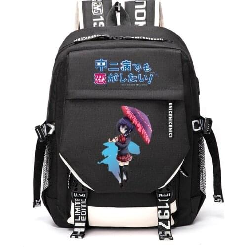 Anime Cartoon Takanashi Rikka Togashi Yuuta Outdoor Travel Rucksack Casual Schoolbag Student Backpacks