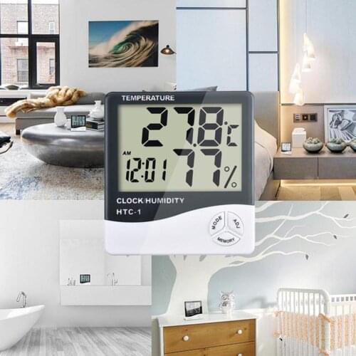 1Pcs Mute LCD Digital Display Temperature Humidity Thermometer With Gift Function Hygrometer Electronic 2020 Meter Clock Al T3T7