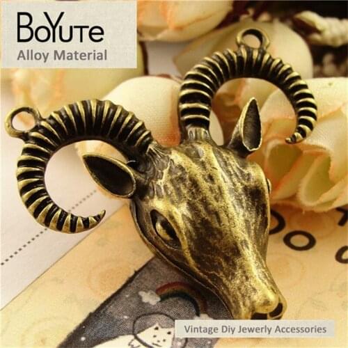 BoYuTe (20 Pieces/Lot) 39*40MM Wholesale Antique Bronze Plated Zinc Alloy Sheepshead Pendant Diy Jewelry Making Accessories