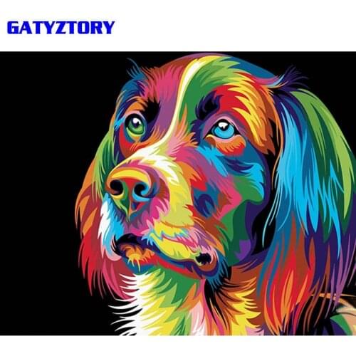 GATYZTORY Frameless Dog Animal DIY Painting By Numbers Modern Wall Art Picture For Home Decor Artwork Calligraphy Painting 40x50