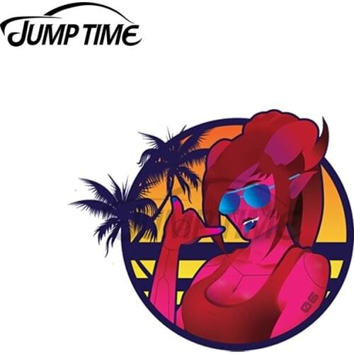JumpTime 13 x 10.9cm For Cyber Skater Girl Waterproof Funny Car Stickers Refrigerator Motorcycle Decal JDM Car Door Protector
