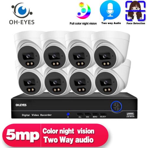 5MP 8CH Poe Nvr Kit Cctv IP Surveillance Camera System Outdoor Color Night Vision Poe Dome Security Camera System Set 5mp XMEYE