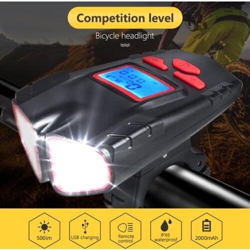 Computer LCD speedometer bicycle Flashlight waterproof front bike light Lantern USB rechargeable bicycle headlight cycling bell