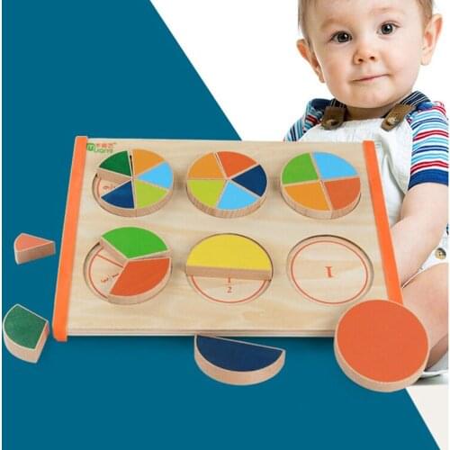 Creative Baby Early Learning Wood Mathematical Development Intelligence Fraction Board Kids Wood Learning & Education Puzzle Toy