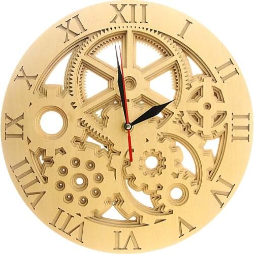 Cogwheel Gears Multilayers 3D Wall Clock Home Decor Eco Friendly Wall Watch Steampunk Industrial Laser Engraved Wooden Clock