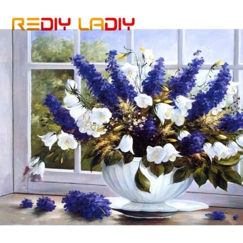DIY Beaded Embroidery Kits Purple Lilacs Vase Needlework High Quality Beads Partial Crystal Beaded Cross Stitch Hobby & Crafts