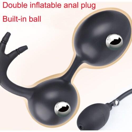 Inflatable Huge Anal Butt Plug Built-in Steel Ball Women Vaginal Anal Dilator Men Prostate Massager Sex Toys Silicone Anal Plug