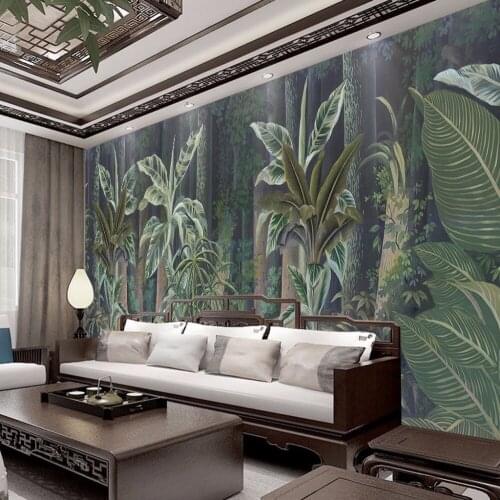 Bacaz Tropical Banana leaf Wallpaper Mural for Hall Living Room Sofa Background 3d Wall Papel Mural Wall paper Sticker