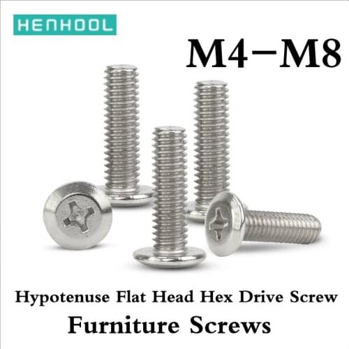 Nickel plating Hypotenuse Flat Head Hex Drive Screw Down Side Furniture Screws carbon steel M5 M6 M8