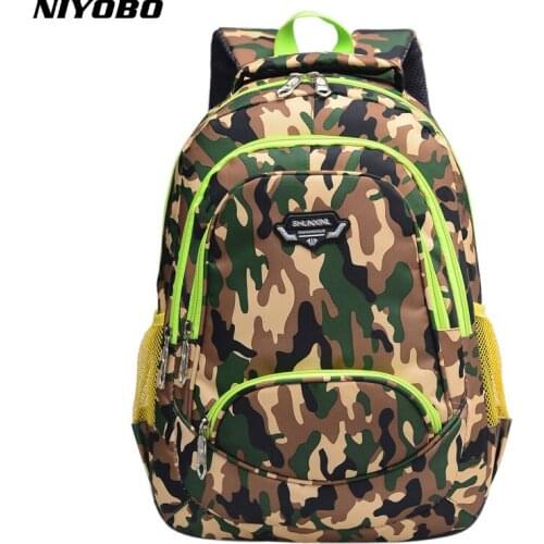 NIYOBO Camouflage Children School Bag Girls Backpack for Teenagers Boys Orthopedic Waterproof Backpacks Satchel kids Book Bag