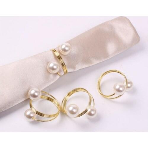 New product manufacturers wholesale double ring pearl napkin buckle Hotel household napkin ring spot free delivery