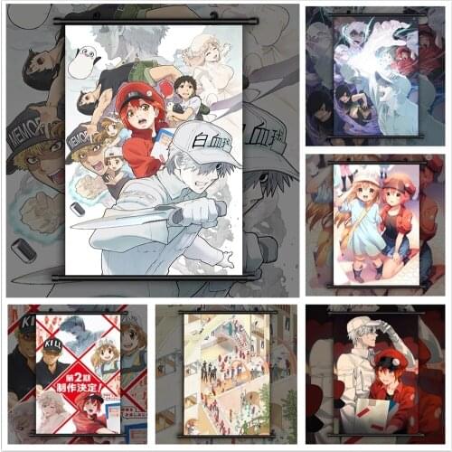 Print Canvas Modern Cells At Work! Erythrocite Neutrophil Wall Art Painting Solid PVC Hanging Scrolls Poster Home Decor Style
