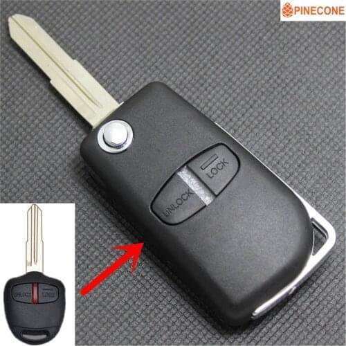 PINECONE Key Case for MITSUBISHI PAJERO Remote Key 3 Buttons Uncut LEFT GROOVE Blade 2 Remote Blank Key Shell Cover 1 PC
