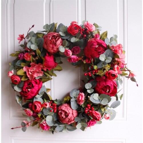 Christmas Wreath Red Door Wreath Wall Hanging Garland Ornaments Wall Cumplea