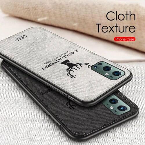 Deer pattern fabric cloth phone covers for oneplus 9 pro one plus 9pro 5g oneplus9pro 2021 soft silicone bumper shockpoof coque