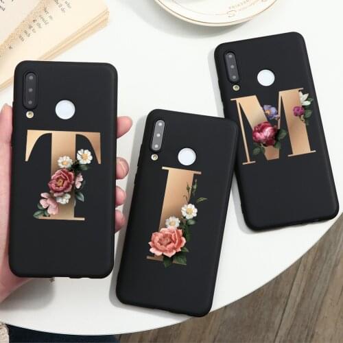 Customized 26 English Initial Letter Flower Silicon TPU Cover For Huawei Honor 9S 9A 9C 9X 10 20 30 View20 30 LitePro Cover Case