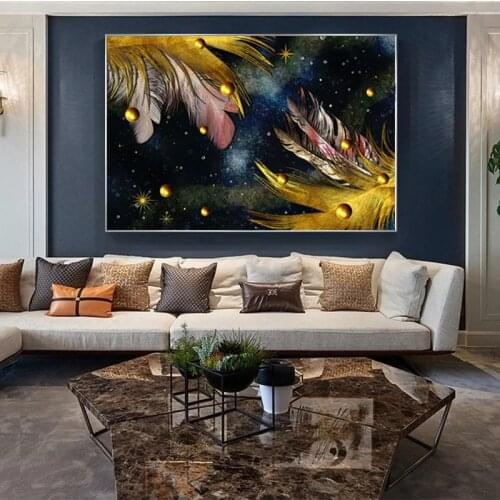 Nordic Abstract Art Pearl Feather Canvas Painting Wall Art Posters Prints Wall Pictures for Living Room Home Wall Cuadros Decor