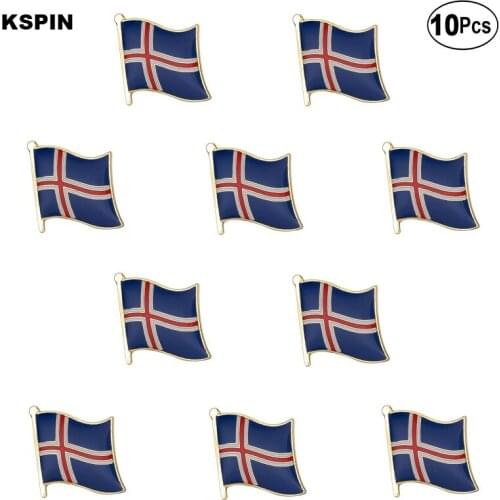 Iceland Flag Lapel Pin Flag badge Brooch Pins Badges 10Pcs a Lot