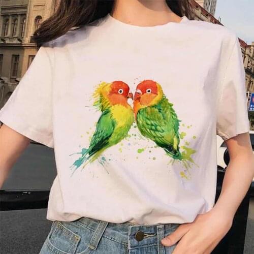 Women 2020 Parrot Print Fashion Aesthetic Painting Vintage Summer Shirt Ladies Womens T-shirts Top T Graphic Female Tee T-Shirt