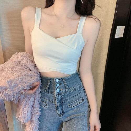Women Tanks Tops Small Sling Vest Womens Summer Cross Knitted Top Camis Crop Top For Women