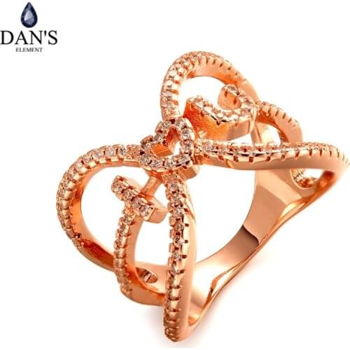 DANS ELEMENT Real Zirconia Micro Inlays Fashion Ring for Women Valentines Gift Love Ring healthful Anti Allergies #10388