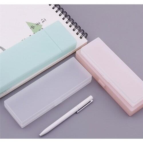 1Pc Transparent Clear Pencil Case Plastic Pen Box Kids Office School Supplies