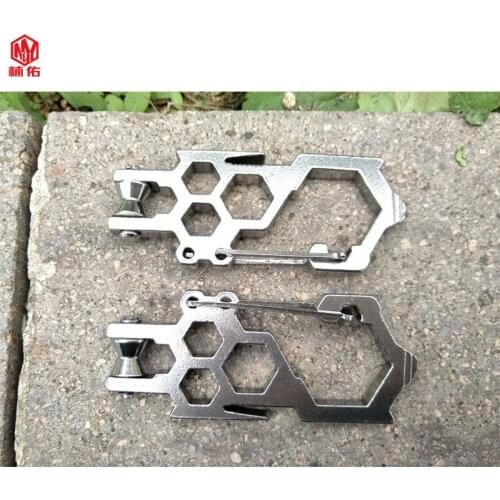 1PCS Outdoor Camping Climbing Hanging Buckle Enhanced Pulley System Keychain EDC Keychain Multifunctional Wrench