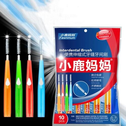 10PCS Interdental Brush Clean Between Teeth Dental Floss Retractable Toothpick Cleaning Dental Brushes Teeth Oral Hygiene Care