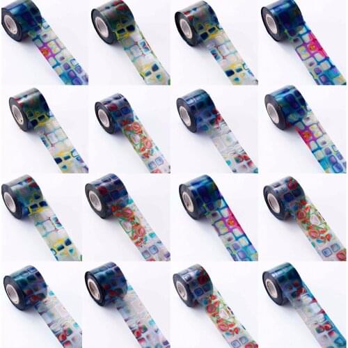 16 pcs/set Water Transfer Nails Sticker Colorful Oil Painting Fashion Design Nails Foil Sticker Decor Decals