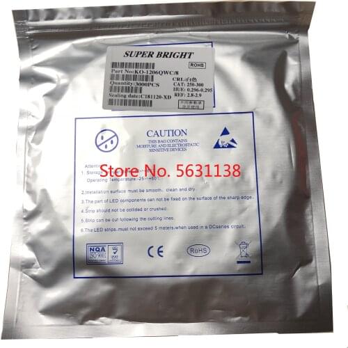 3000PCS 1206 cool white 2.8-2.9v 3216 cold white SMD LED 3.2*1.6mm 8000-11000k 250-300mcd light beads lamp cree led COB chip led