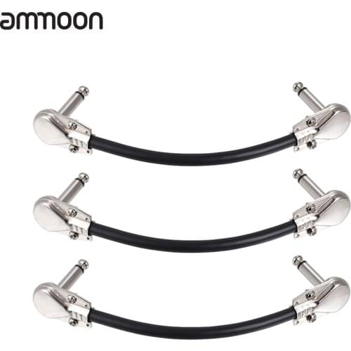 Ammoon 15cm/30cm Guitar Cables Guitar Effect Pedal Instrument Patch Cable 1/4" Silver Right-angle Plug 3-Pack/6-Pack