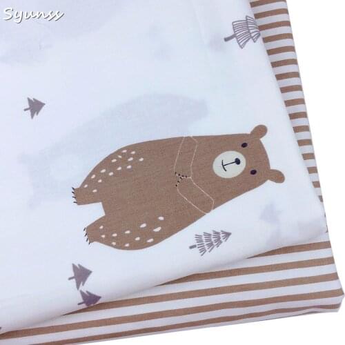 Cartoon Brown Bear Printed Twill DIY Cotton Fabric for Patchwork Quilts Baby Cushions Telas Sewing Tissue Crafts Tilda Cloth