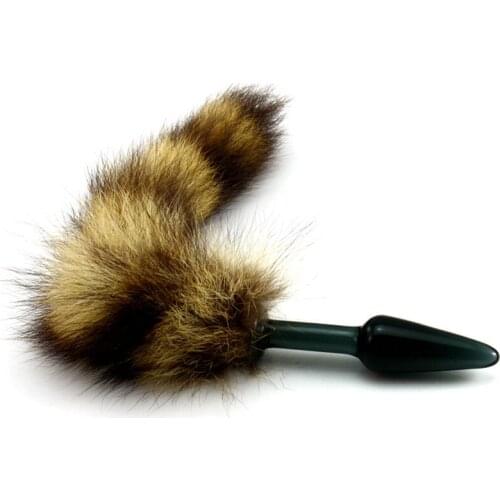 Black GLASS Fox Tail DOG Butt Anal Plug Sex Toy BULLET butt plug G SPOT Toys Cat Tails COUPLE night LOVER Sex Products SEX GAME