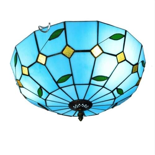 Colorful glass ceiling lamp tiffany Mediterranean ceiling light Bohemia flush mount ceiling lighting for bedroom hallway kitchen